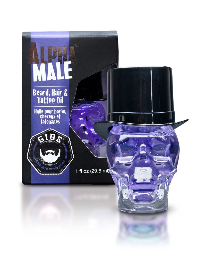 GIBS Grooming Alpha Male Beard, Hair & Tattoo Oil, 1 Fl Oz - Image 1